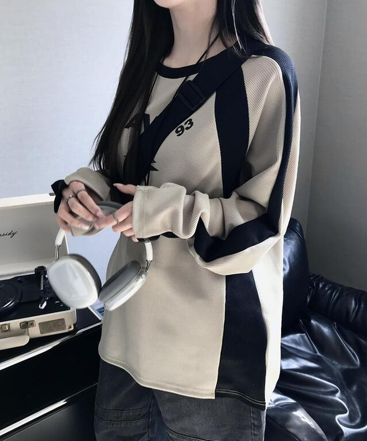 バイカラーワッフルTシャツ BEIGE
