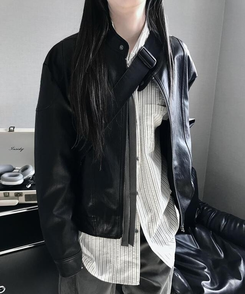 ジャケット レザージップアップジャケット BLACK