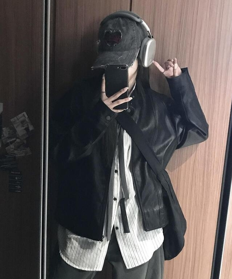 レザージップアップジャケット BLACK