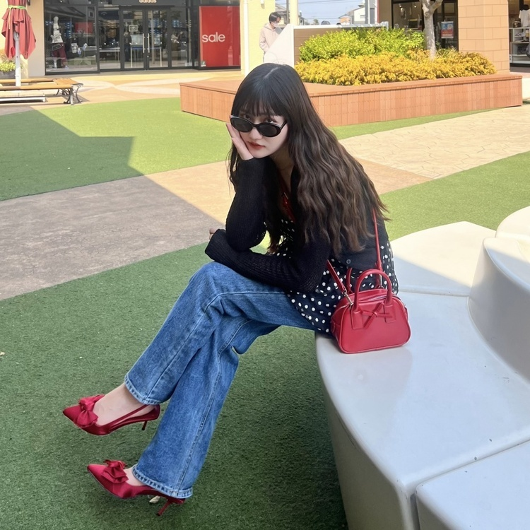 발레코어 리본 백 레드