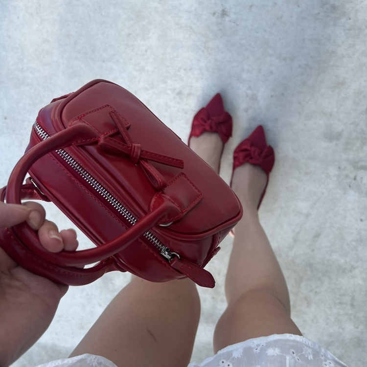 발레코어 리본 백 레드