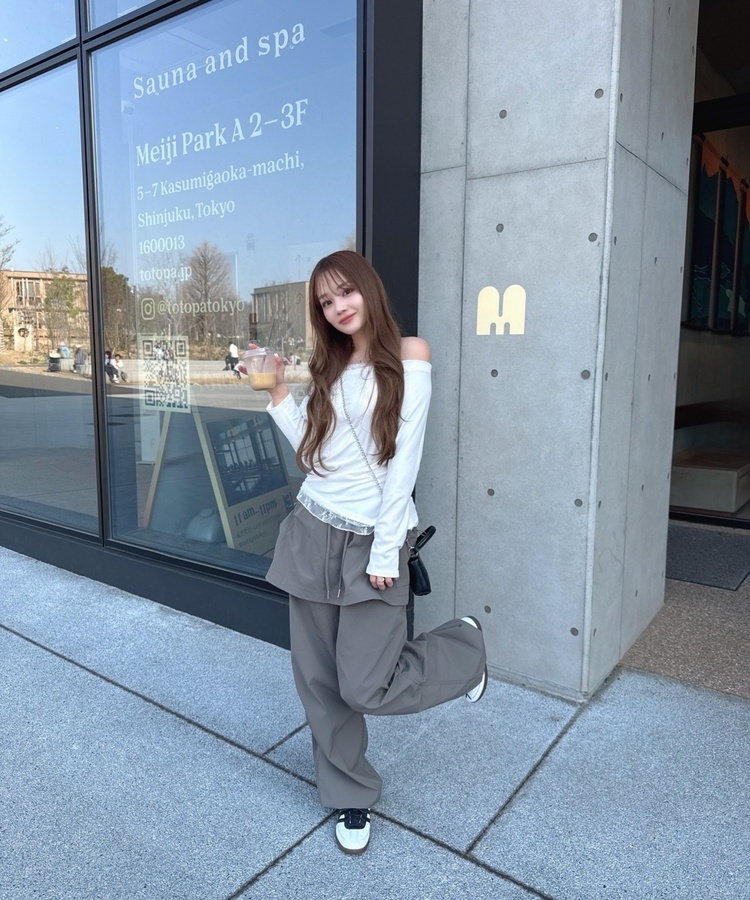 レイヤードスカートナイロンパンツ｜ワイド｜韓国ファッション通販 SONA