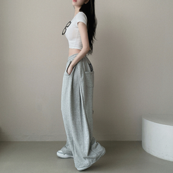 ピンタックワイドトレーニングパンツ GREY