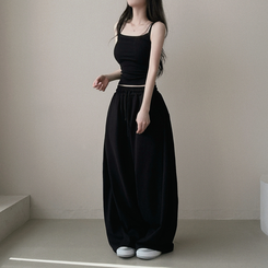 ピンタックワイドトレーニングパンツ BLACK