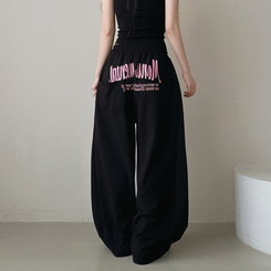 ピンタックワイドトレーニングパンツ BLACK