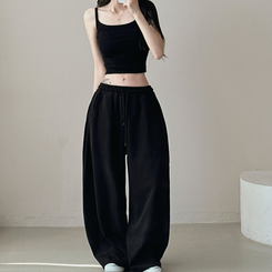 ピンタックワイドトレーニングパンツ BLACK