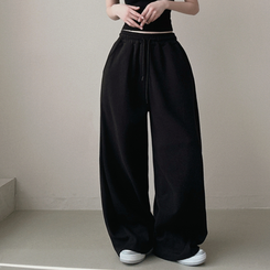 ピンタックワイドトレーニングパンツ BLACK