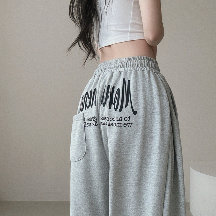 ピンタックワイドトレーニングパンツ GREY