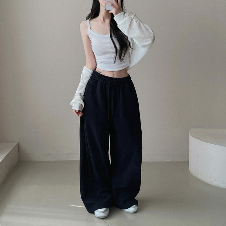 ピンタックワイドトレーニングパンツ NAVY