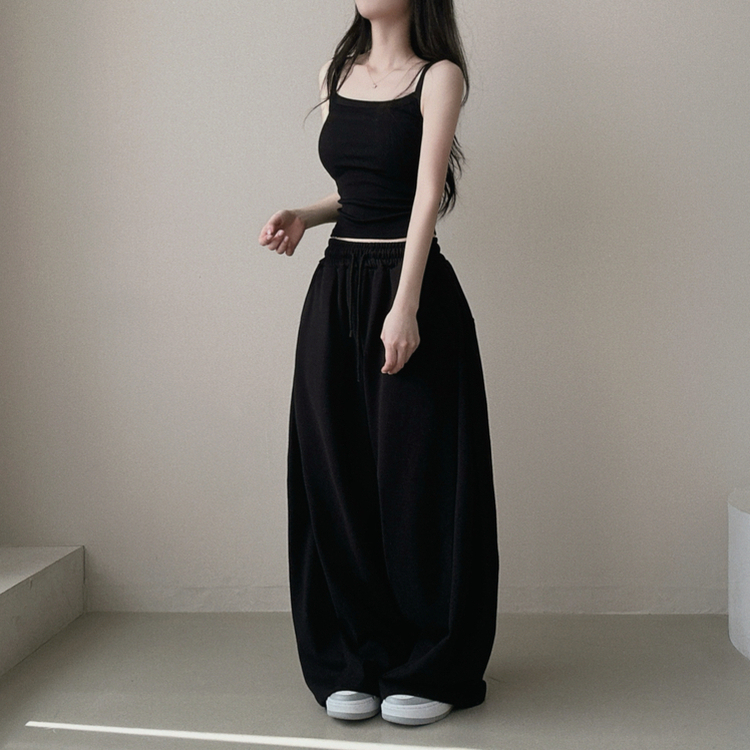 ピンタックワイドトレーニングパンツ BLACK