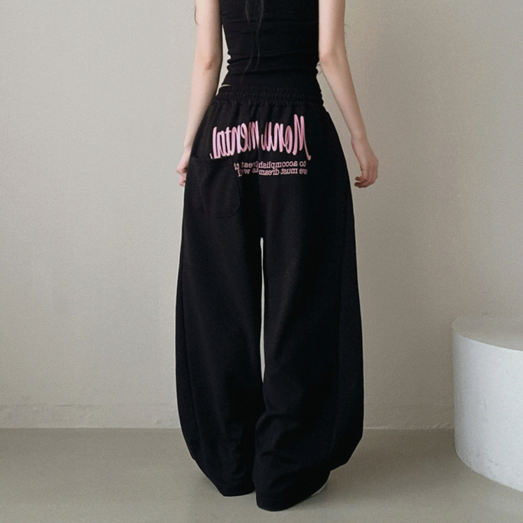 ピンタックワイドトレーニングパンツ BLACK