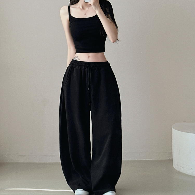 ピンタックワイドトレーニングパンツ BLACK