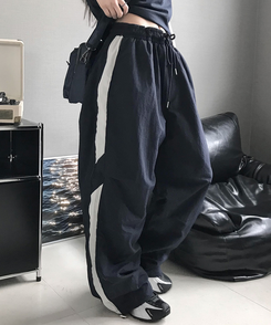 ラインストリングバンディングパンツ NAVY