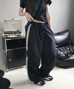 ラインストリングバンディングパンツ NAVY