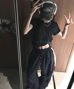 ラインストリングバンディングパンツ NAVY