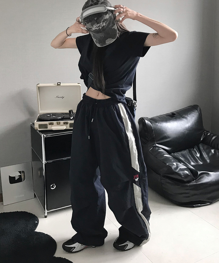 ラインストリングバンディングパンツ NAVY