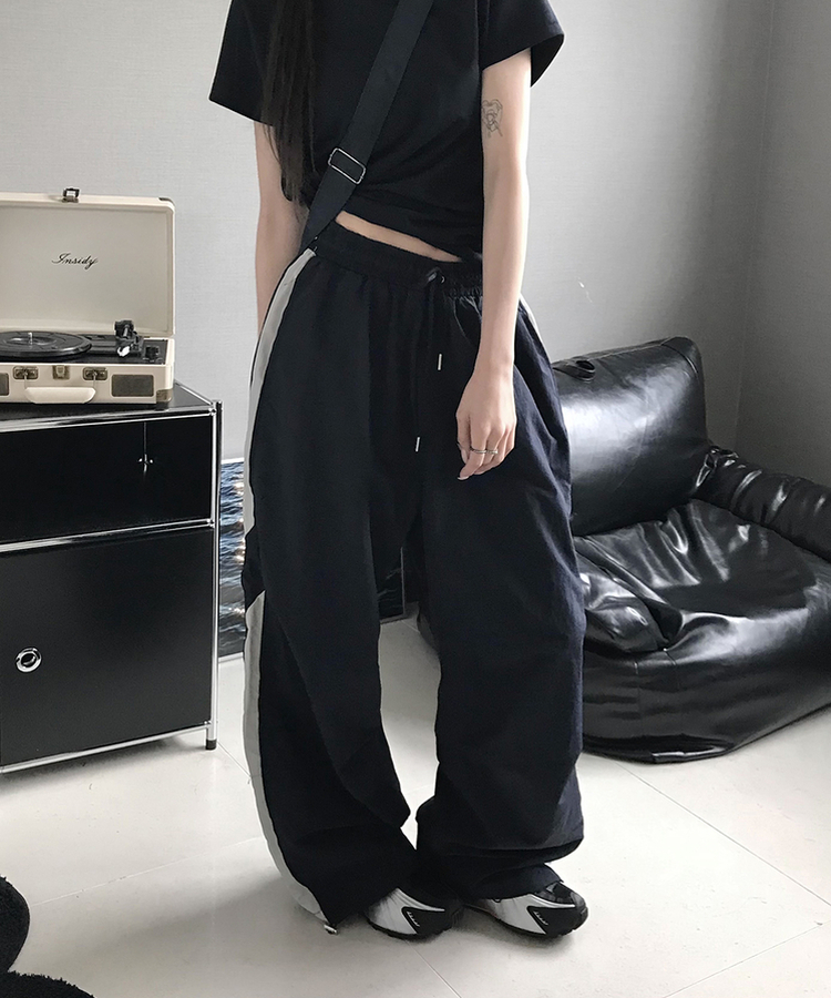 ラインストリングバンディングパンツ NAVY