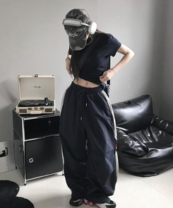 半袖Tシャツ 無地クロップTシャツ NAVY