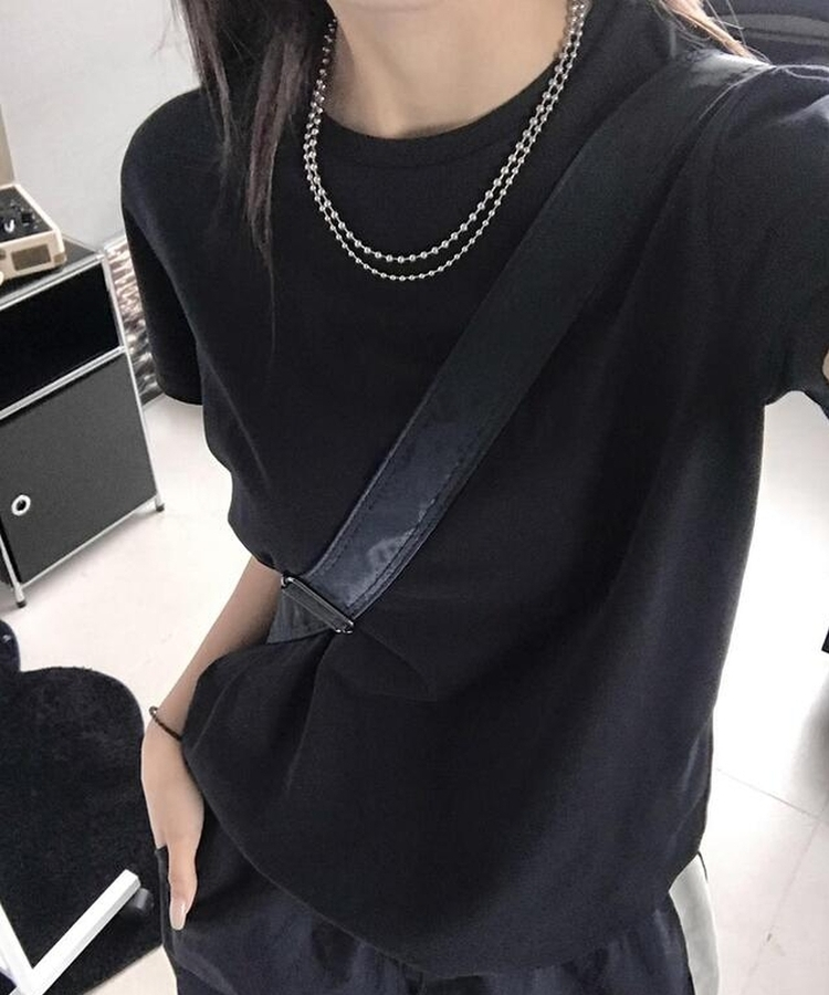 半袖Tシャツ 無地クロップTシャツ NAVY
