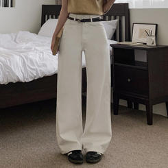 【丈別】コットンセミワイドロングパンツ WHITE