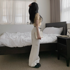 【丈別】コットンセミワイドロングパンツ WHITE