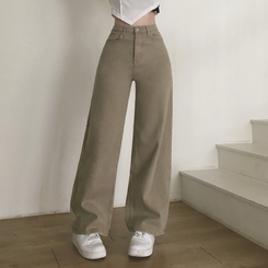 【丈別】コットンセミワイドロングパンツ KHAKI BEIGE