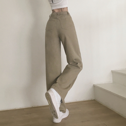 【丈別】コットンセミワイドロングパンツ KHAKI BEIGE