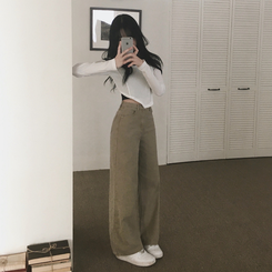 【丈別】コットンセミワイドロングパンツ KHAKI BEIGE