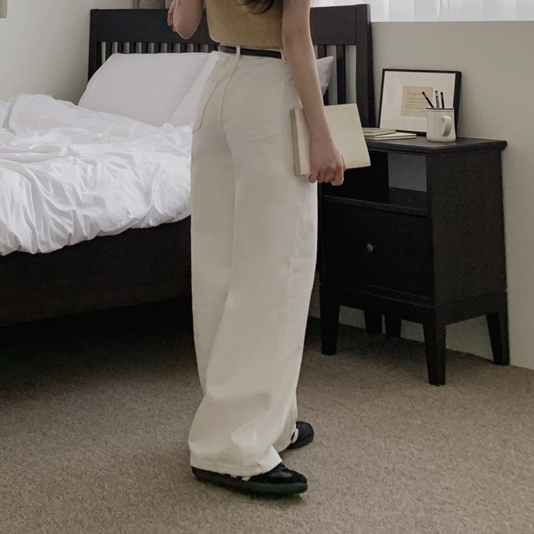 【丈別】コットンセミワイドロングパンツ WHITE