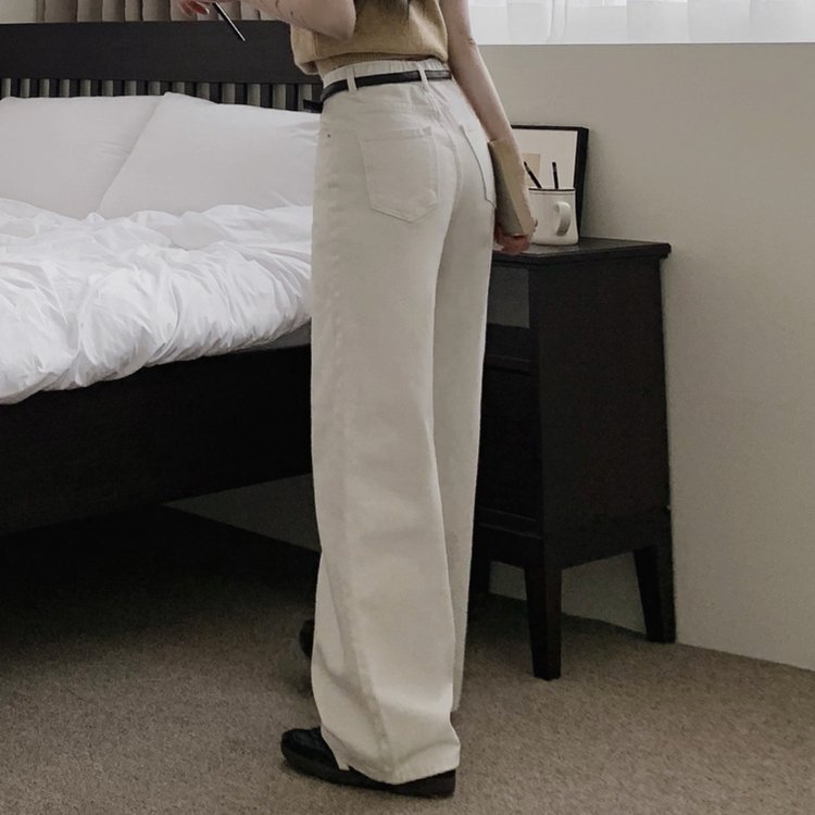 【丈別】コットンセミワイドロングパンツ WHITE