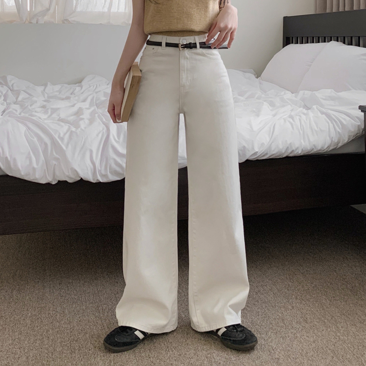 【丈別】コットンセミワイドロングパンツ WHITE