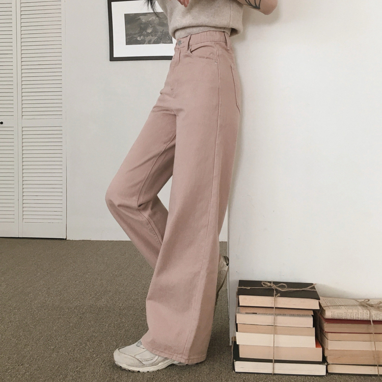 【丈別】コットンセミワイドロングパンツ PINK