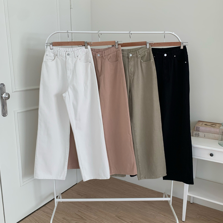 【丈別】コットンセミワイドロングパンツ