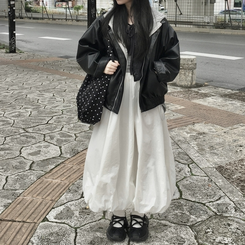 バルーンサイドポケットロングスカート WHITE