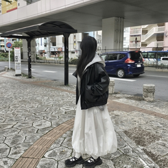 バルーンサイドポケットロングスカート WHITE