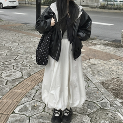 バルーンサイドポケットロングスカート WHITE