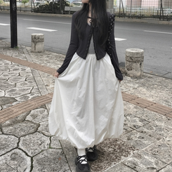 バルーンサイドポケットロングスカート WHITE