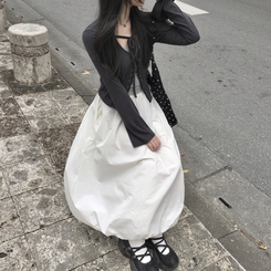 バルーンサイドポケットロングスカート WHITE