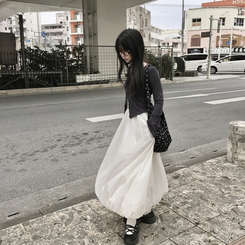 バルーンサイドポケットロングスカート WHITE