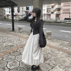 バルーンサイドポケットロングスカート WHITE