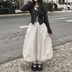 バルーンサイドポケットロングスカート WHITE