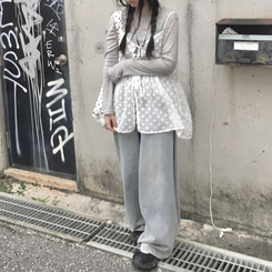 ノースリーブ リボンシースルーキャミソールブラウス WHITE