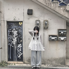 ノースリーブ リボンシースルーキャミソールブラウス WHITE