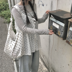 ノースリーブ リボンシースルーキャミソールブラウス WHITE