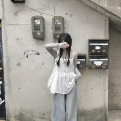 ノースリーブ リボンシースルーキャミソールブラウス WHITE