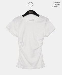 半袖Tシャツ サイドシャーリングUネック半袖Tシャツ(6color)