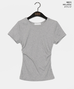 半袖Tシャツ サイドシャーリングUネック半袖Tシャツ(6color)
