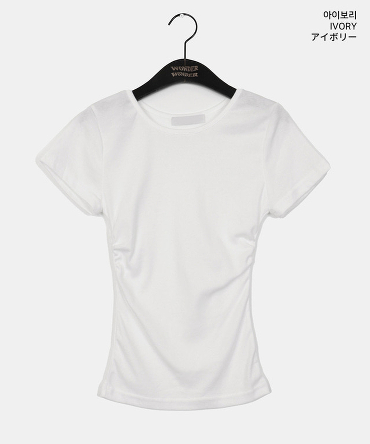 サイドシャーリングUネック半袖Tシャツ(6color)