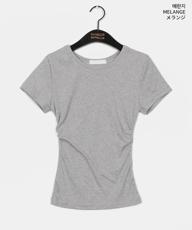 サイドシャーリングUネック半袖Tシャツ(6color)