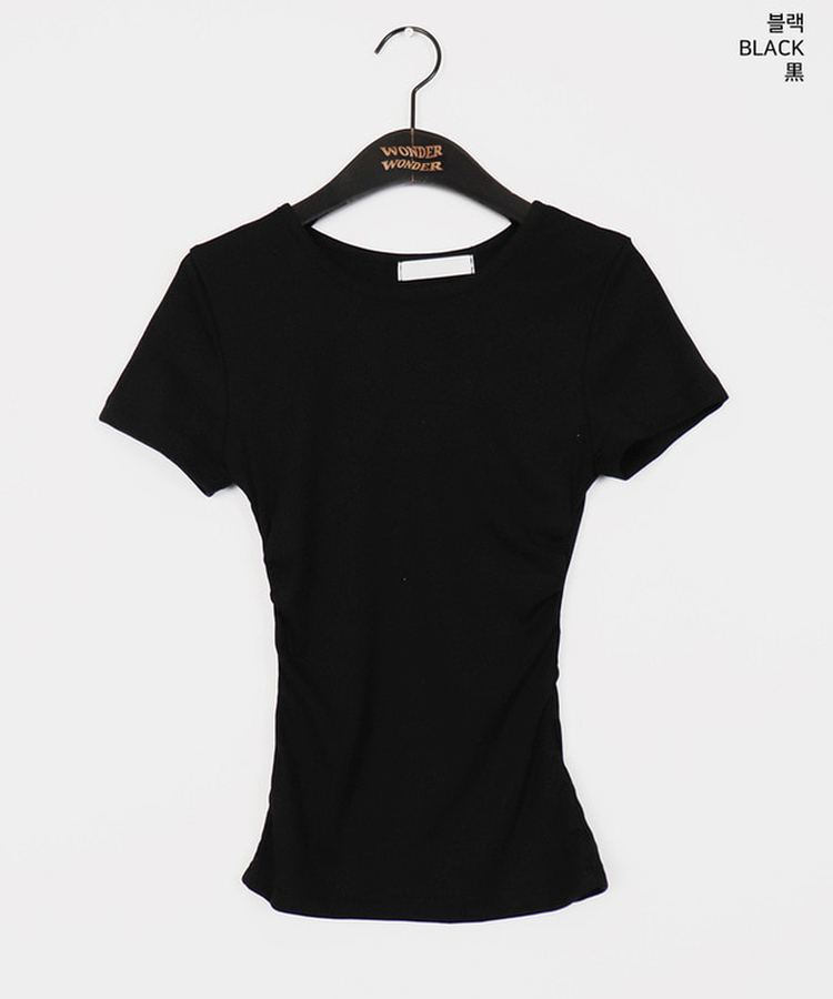 サイドシャーリングUネック半袖Tシャツ(6color)